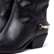 Stivale texano in vitello nero con accessorio - TreemmeCreazioni