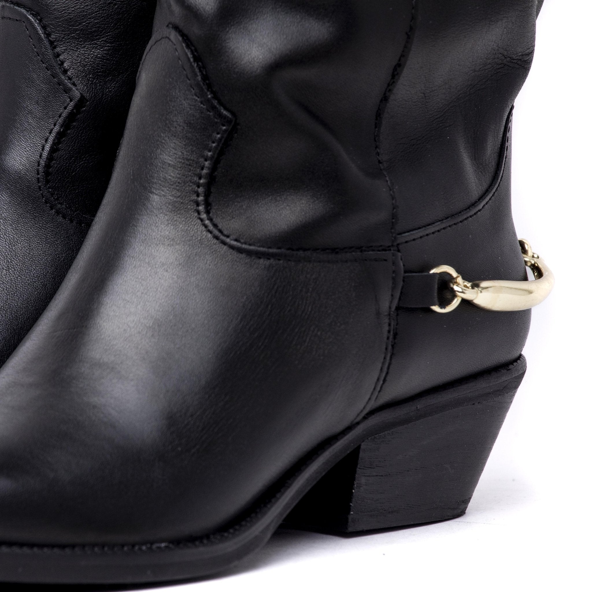 Stivale texano in vitello nero con accessorio - TreemmeCreazioni