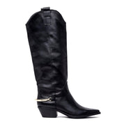 Stivale texano in vitello nero con accessorio - TreemmeCreazioni