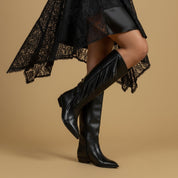 Stivale texano in vitello nero con frange. - TreemmeCreazioni