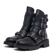 Stivaletto anfibio in pelle con fibbie. - TreemmeCreazioni