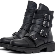 Stivaletto anfibio in pelle con fibbie. - TreemmeCreazioni