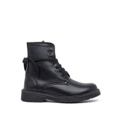 Stivaletto anfibio in vitello nero.