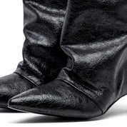 Stivaletto con tacco basso effetto stropicciato. - TreemmeCreazioni