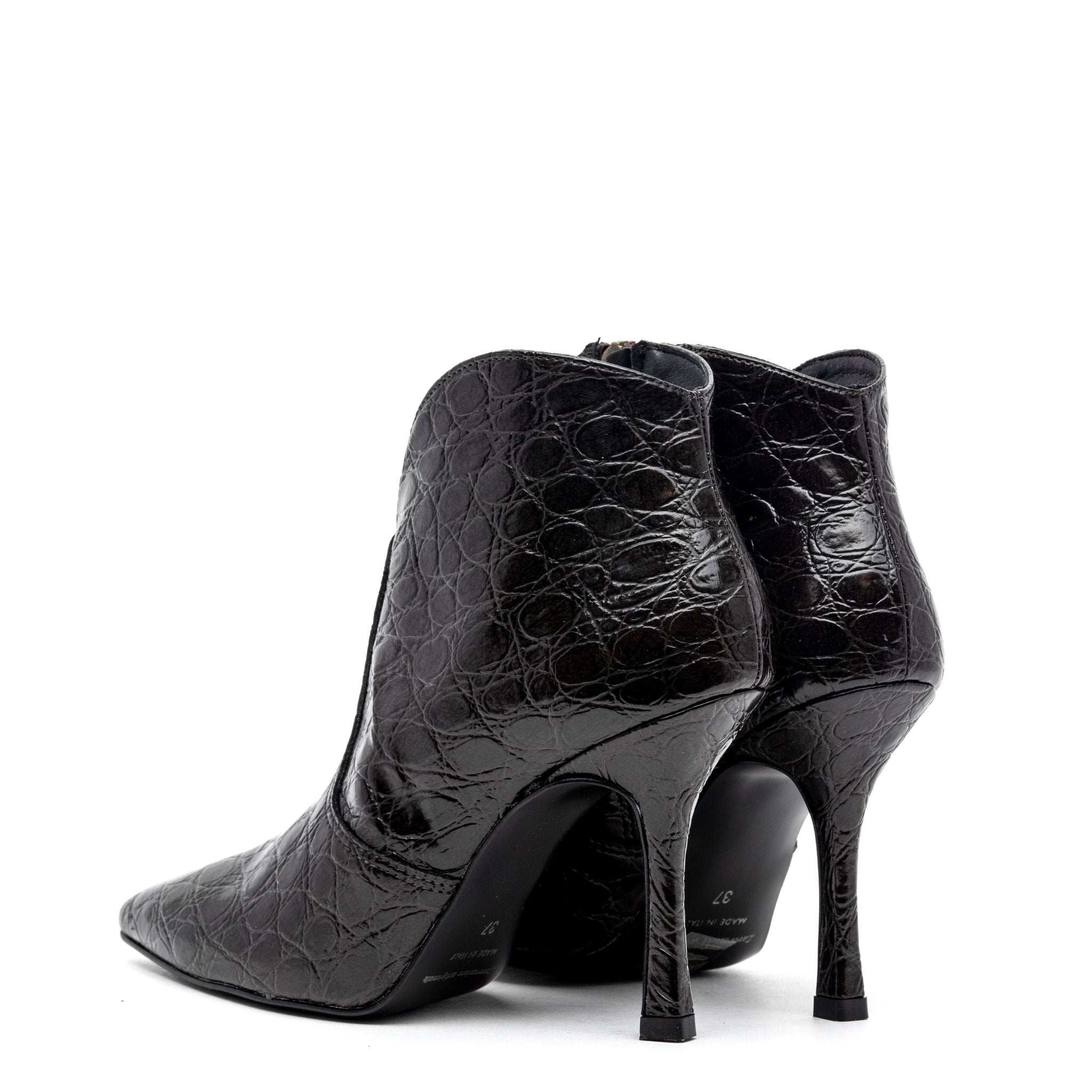 Stivaletto con tacco in stampa cocco cioccolato. - TreemmeCreazioni