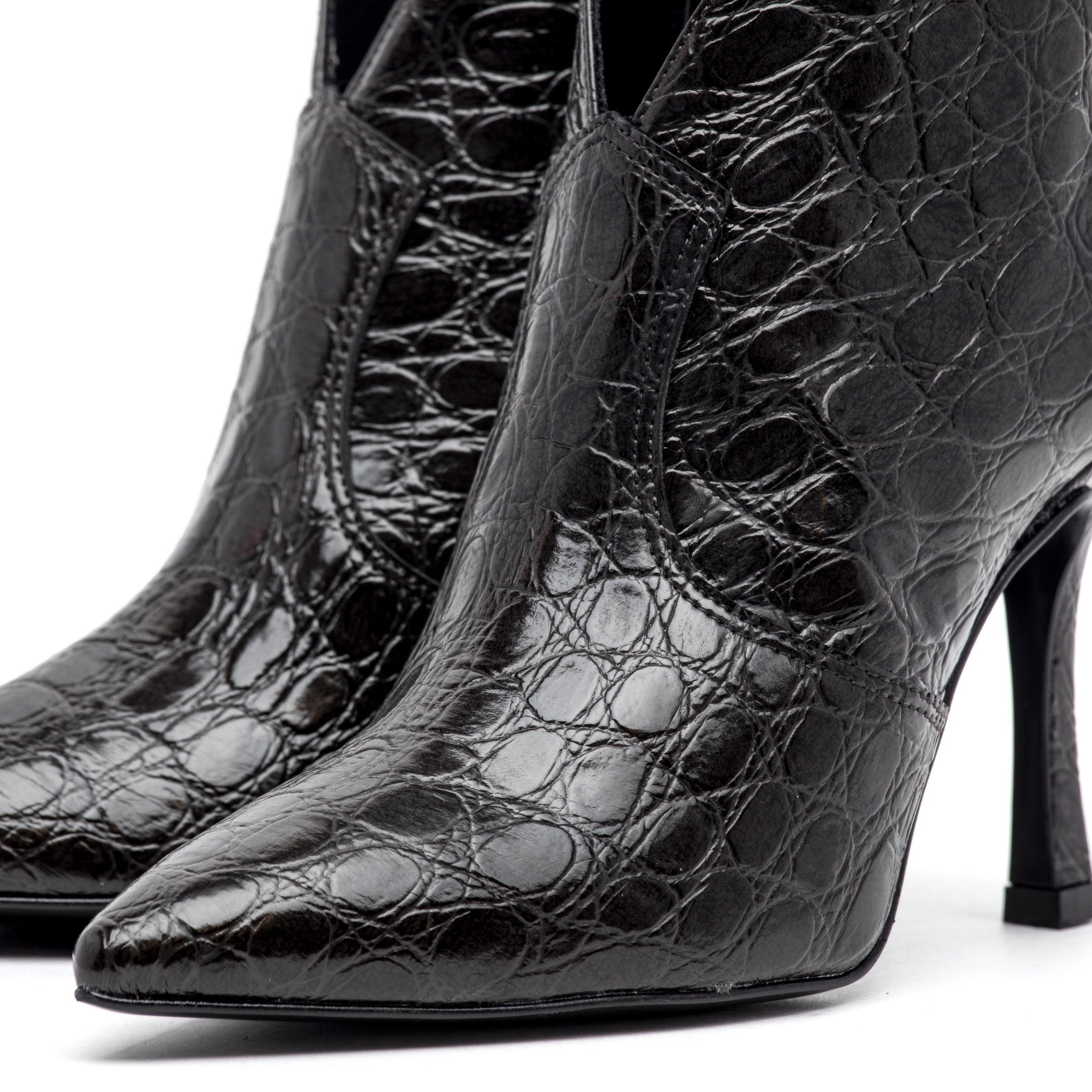 Stivaletto con tacco in stampa cocco cioccolato. - TreemmeCreazioni