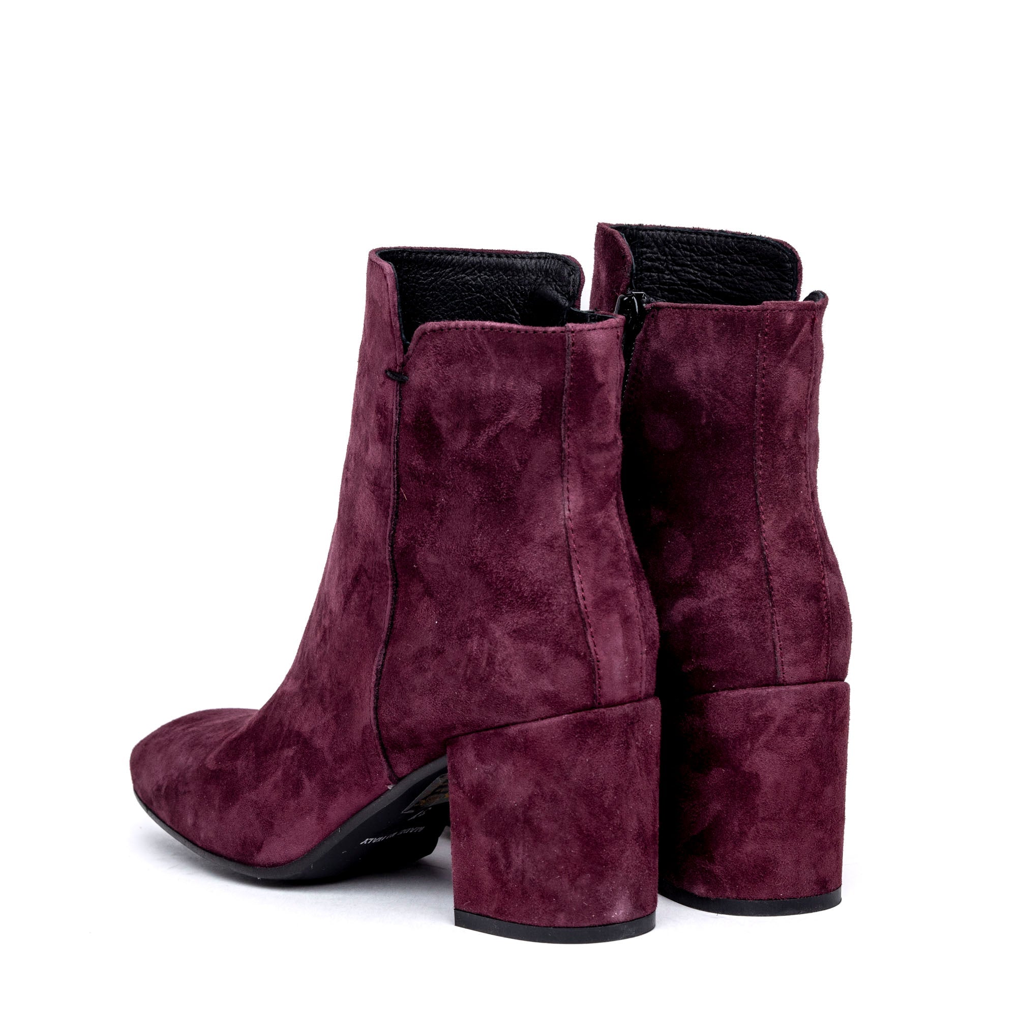 Stivaletto in camoscio bordeaux con tacco - TreemmeCreazioni