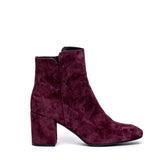 Stivaletto in camoscio bordeaux con tacco