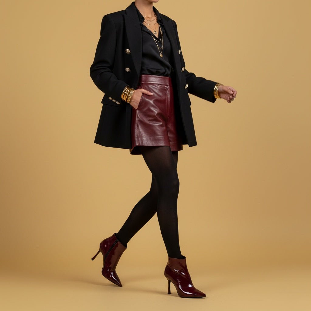 Stivaletto in naplak borgogna con tacco. - TreemmeCreazioni