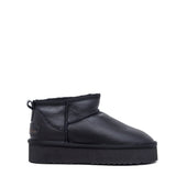 Stivaletto in pelle con eco pelliccia.