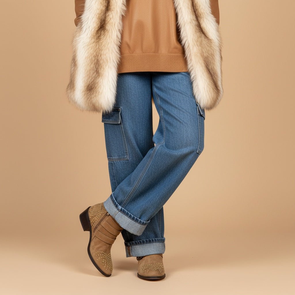 Stivaletto in pelle scamosciata con borchie. - TreemmeCreazioni