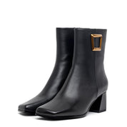 Stivaletto in vitello nero con tacco largo. - TreemmeCreazioni