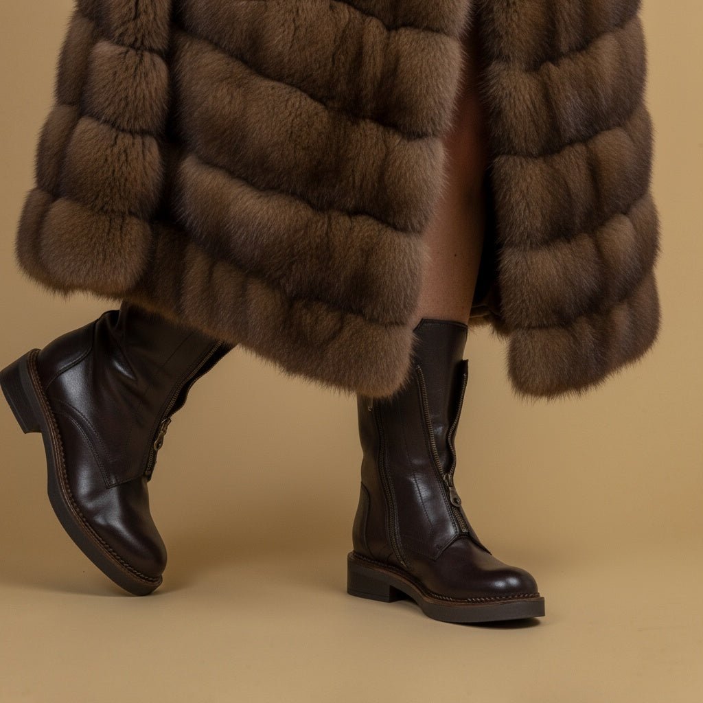 Stivaletto modello anfibio in nappa con cerniera. - TreemmeCreazioni