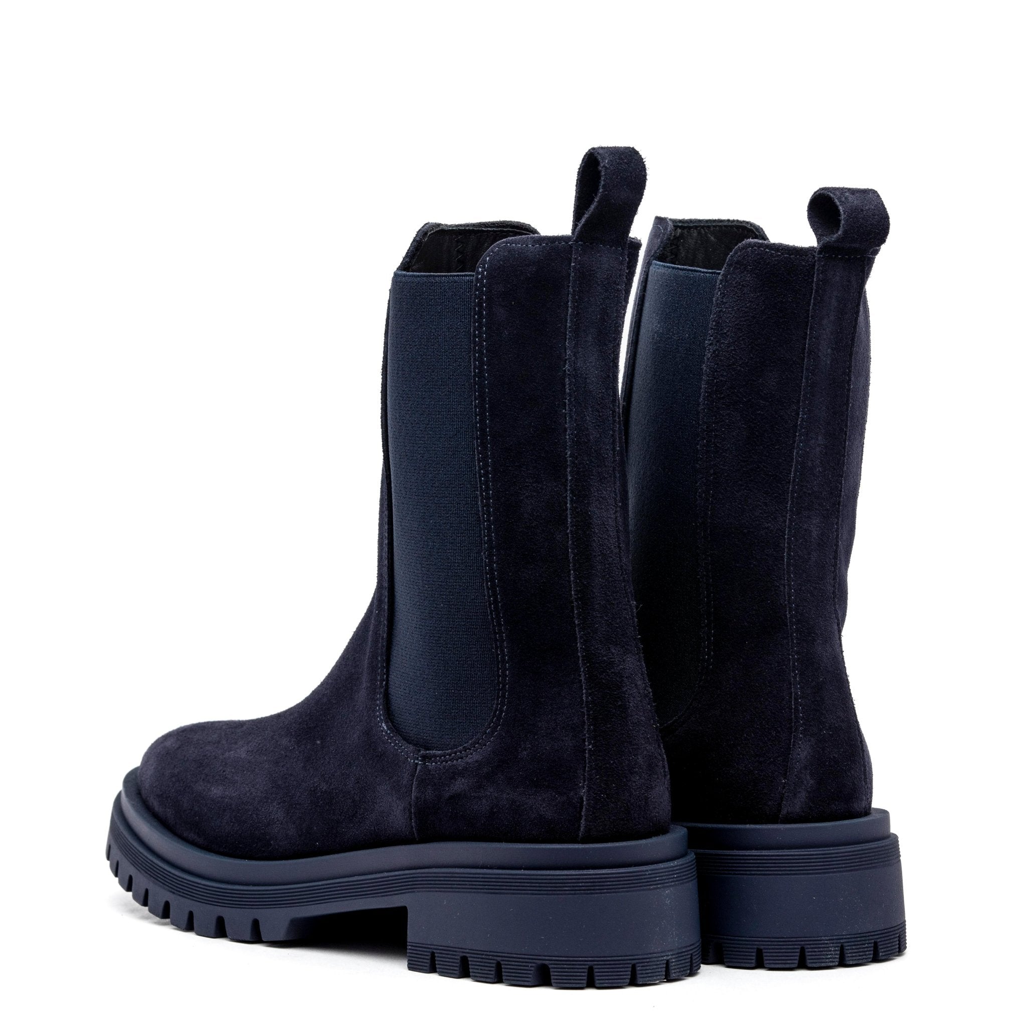 Stivaletto modello Chelsea in camoscio blu. - TreemmeCreazioni