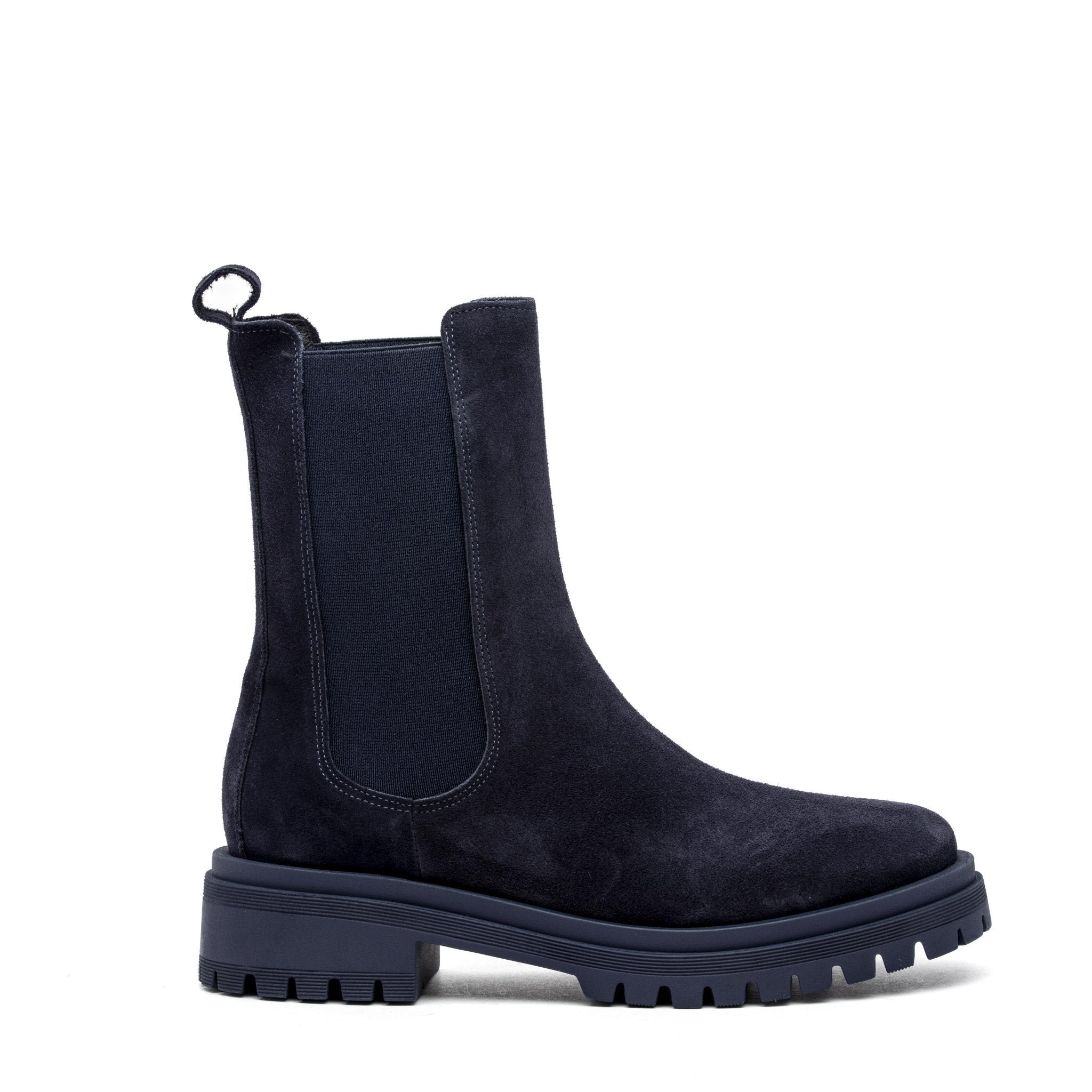 Stivaletto modello Chelsea in camoscio blu. - TreemmeCreazioni
