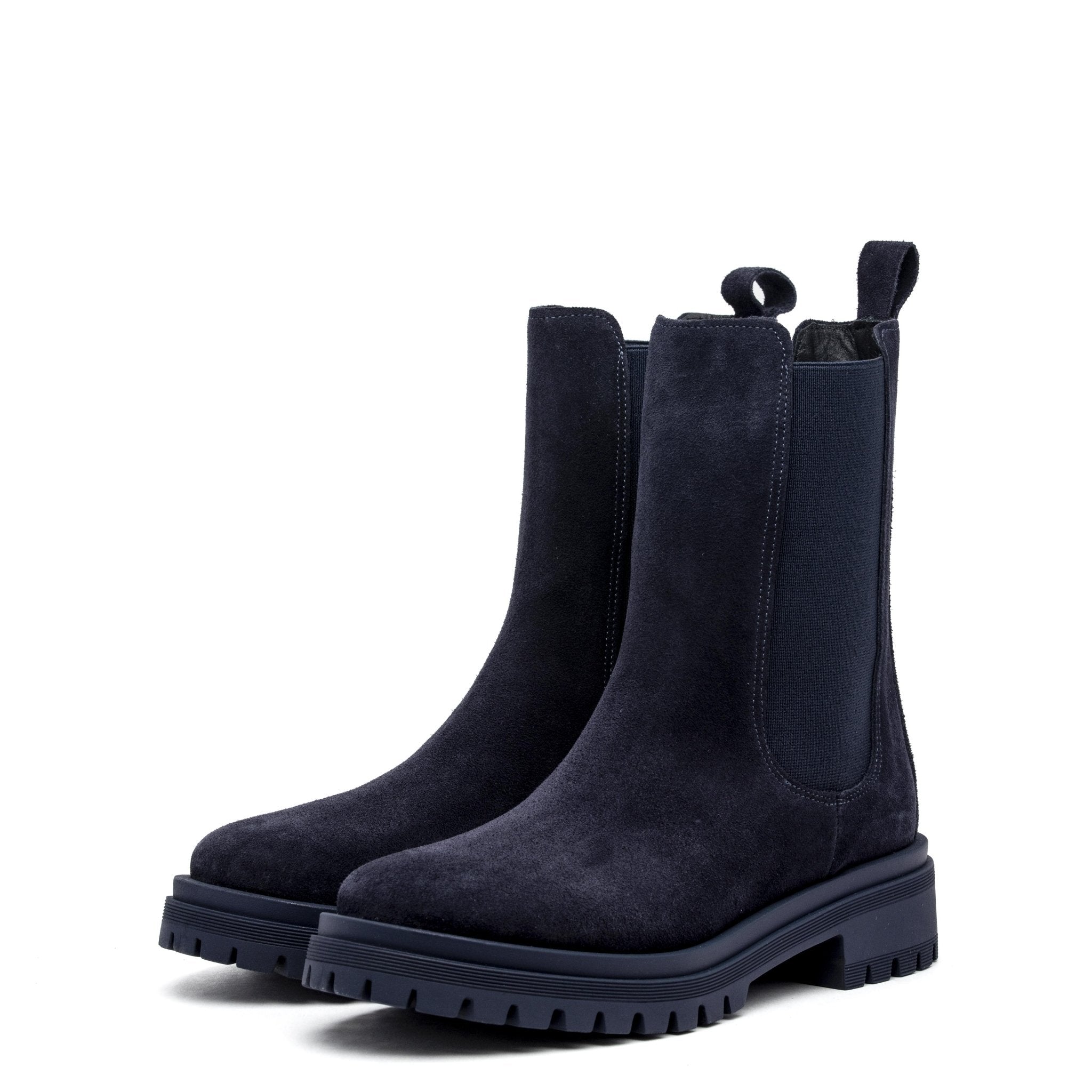 Stivaletto modello Chelsea in camoscio blu. - TreemmeCreazioni