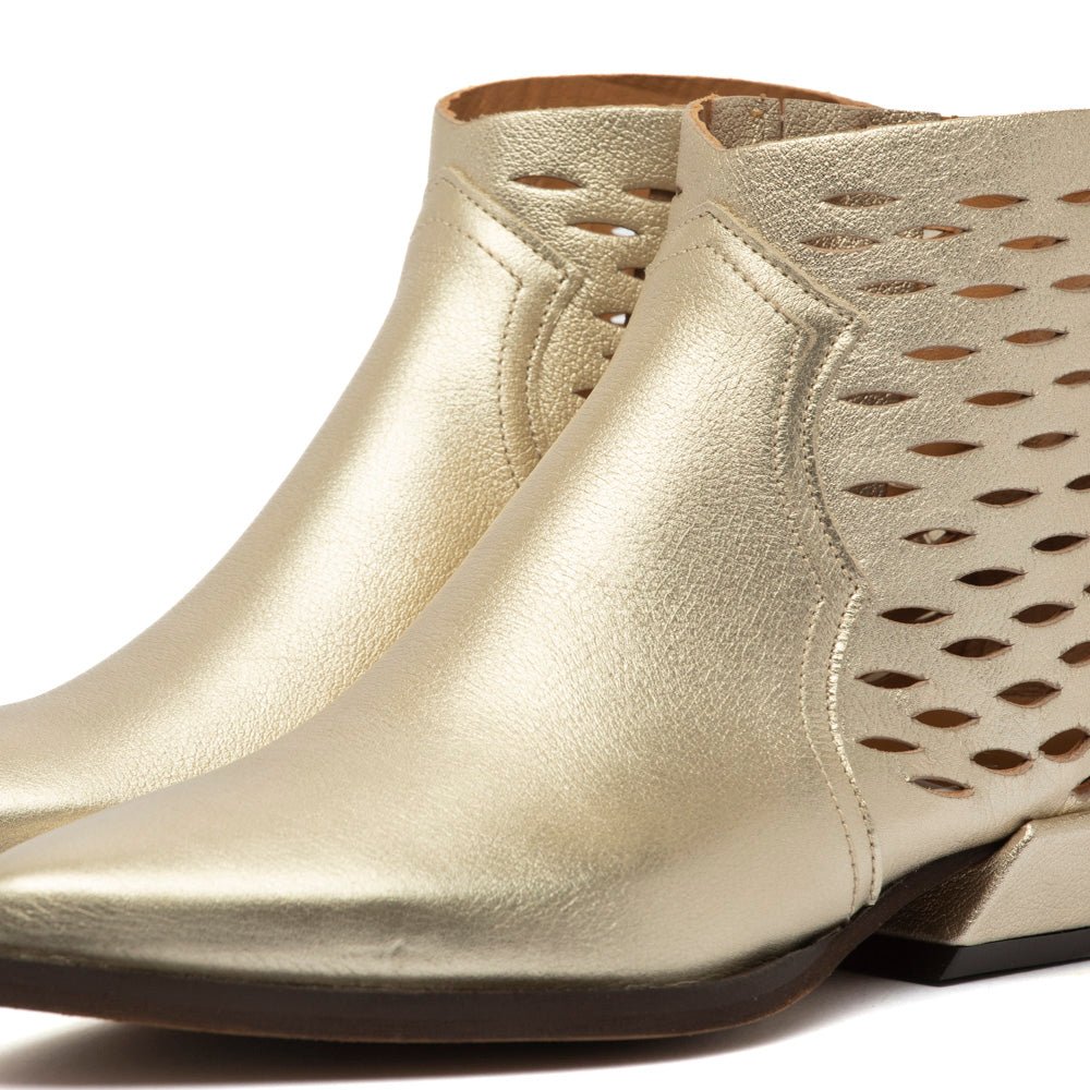 Stivaletto texano in pelle laminata oro - TreemmeCreazioni