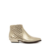 Stivaletto texano in pelle laminata platino.