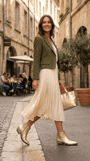 Stivaletto texano in pelle laminata platino. - TreemmeCreazioni