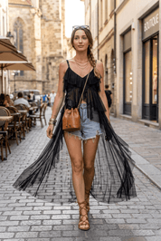 Top in tulle nero con balze - TreemmeCreazioni