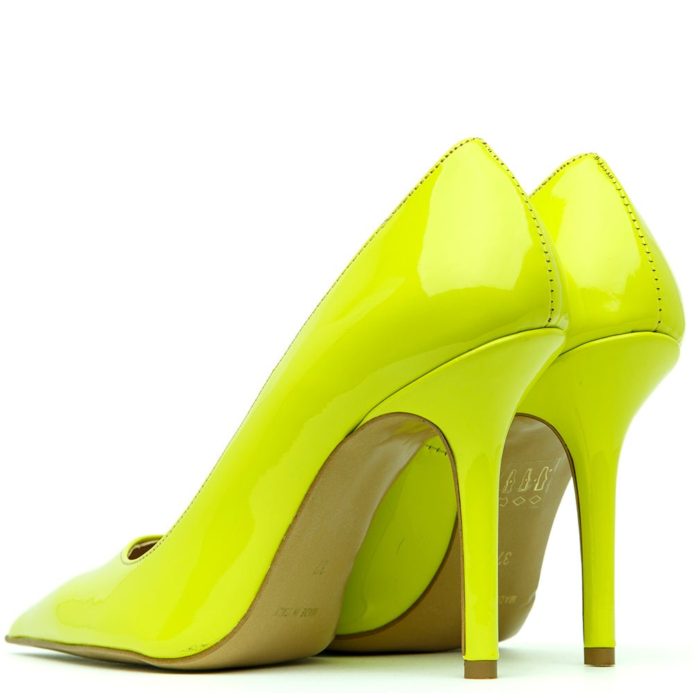 Decollete in vernice lime
