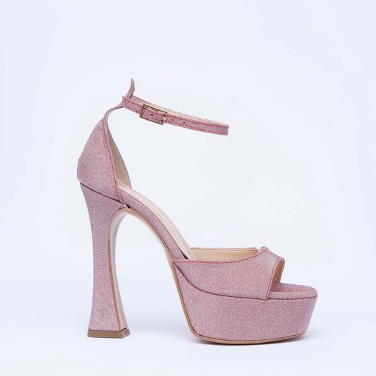 Sandalo con platform in glitter rosa. - TreemmeCreazioni