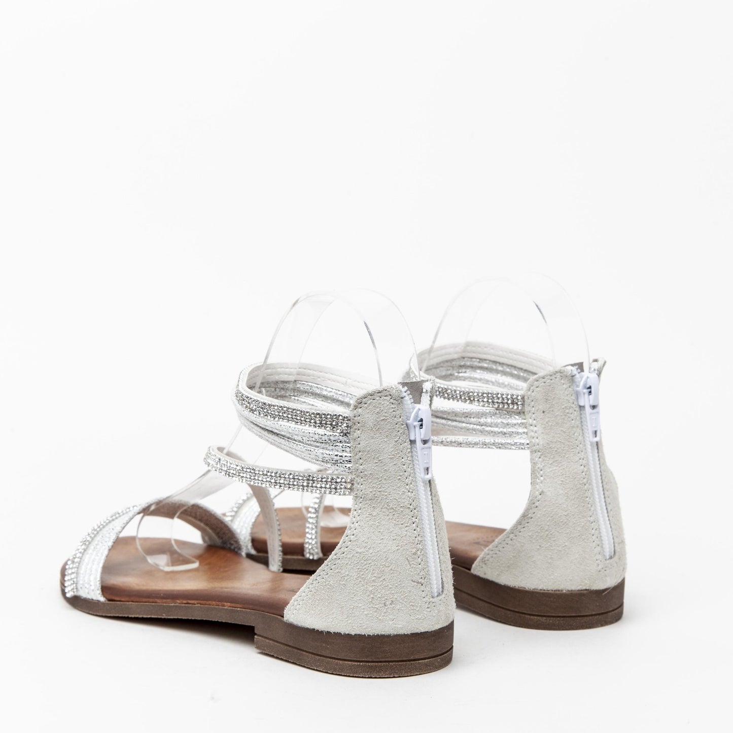 Sandalo flat in nappa grigio/argento. - TreemmeCreazioni