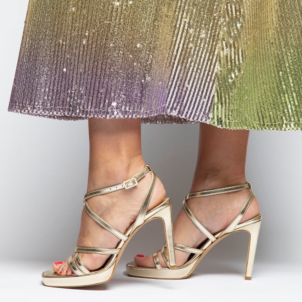 Oro Rosa Scarpe Gioiello Color Oro Sandali Donna Gioiello Oro Rosa