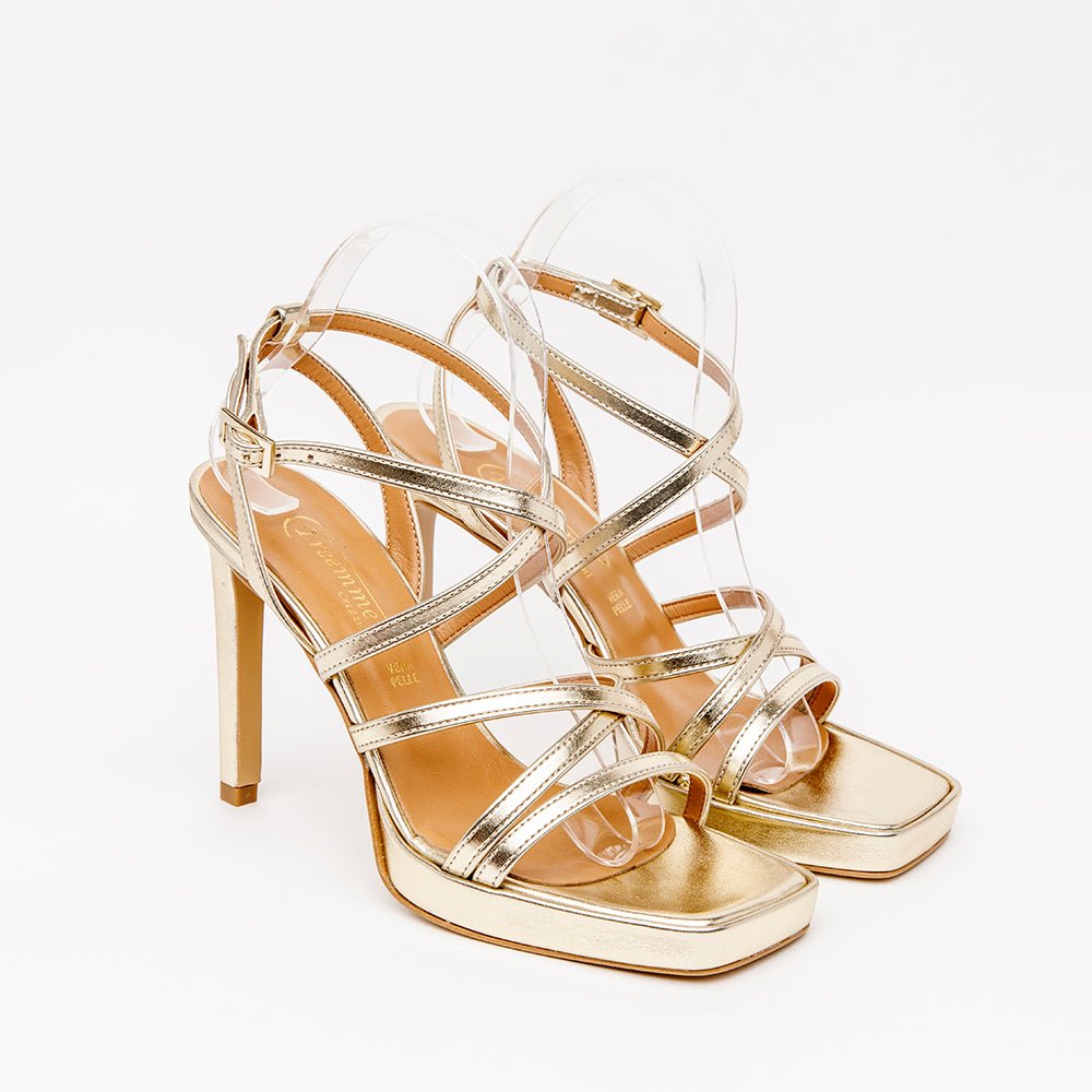 Scarpe Tacco Largo Scarpe Oro Con Plateau Sandali Con Plateau