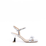 Silver laminate sandal.