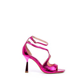 Sandalo in nappa laminata pink.