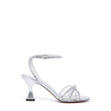 Sandalo in zeus metal argento e strass.