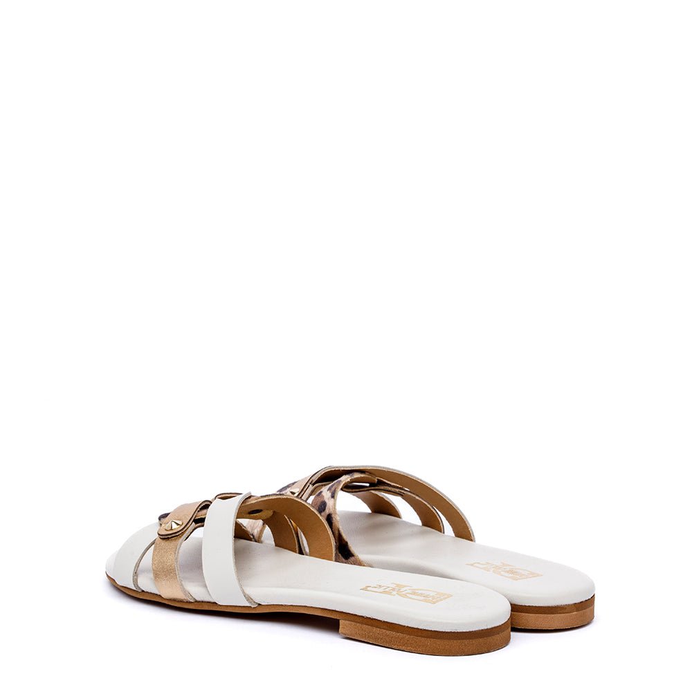 Sandalo slider in nappa off white. - TreemmeCreazioni