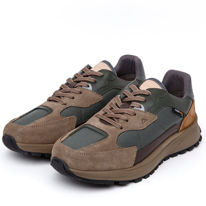 Scarpa bassa in camoscio taupe e tessuto kaki. - TreemmeCreazioni