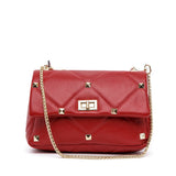 Shopper in nappa bordeaux con borchie oro.