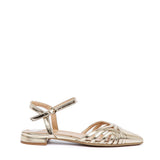 Slingback bassa in laminato platino.