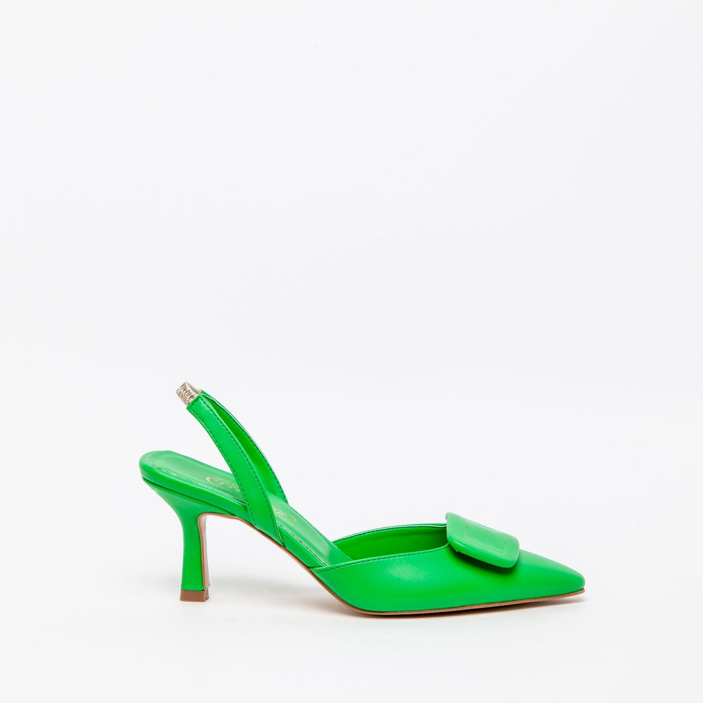 Slingback in ecopelle verde. - TreemmeCreazioni