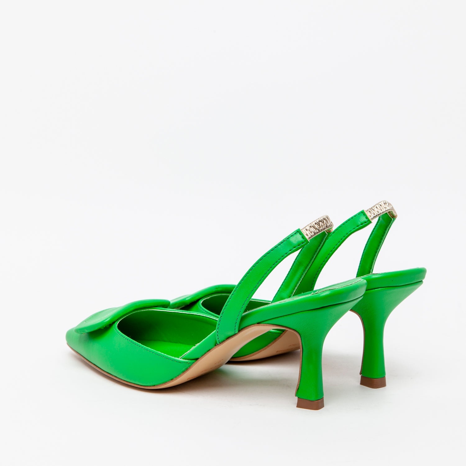 Slingback in ecopelle verde. - TreemmeCreazioni