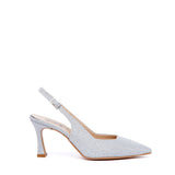 Slingback in glitterato argento.