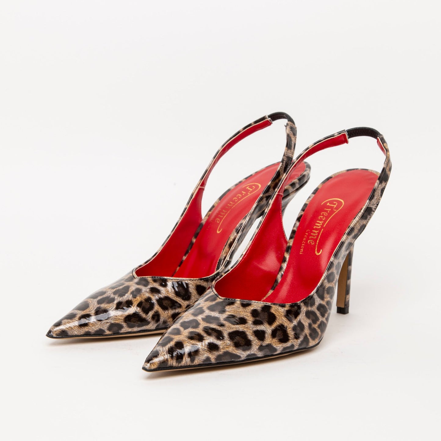 Slingback in verniciato maculato. - TreemmeCreazioni