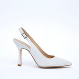 Slingback Sposa in liz bianco con tacco.