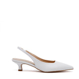 Slingback Sposa in liz bianco con tacco basso.