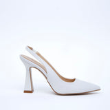 Slingback Sposa in mini glitter bianco.