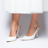 Slingback Sposa in nappa bianca.