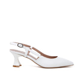 Slingback Sposa in nappa bianca a punta.
