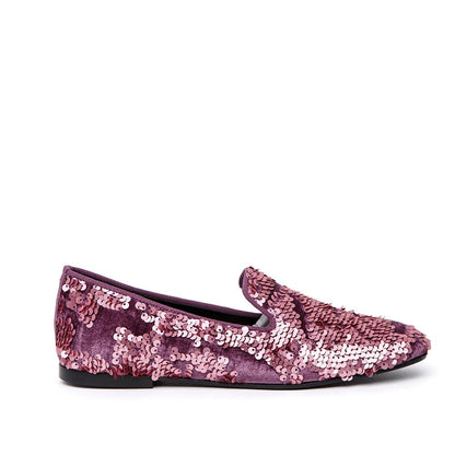 Slippers in velluto e paillettes purple. - TreemmeCreazioni