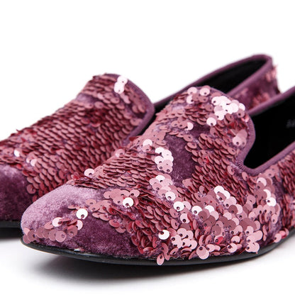 Slippers in velluto e paillettes purple. - TreemmeCreazioni