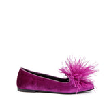 Slippers in velluto purple con maxi fiocco.