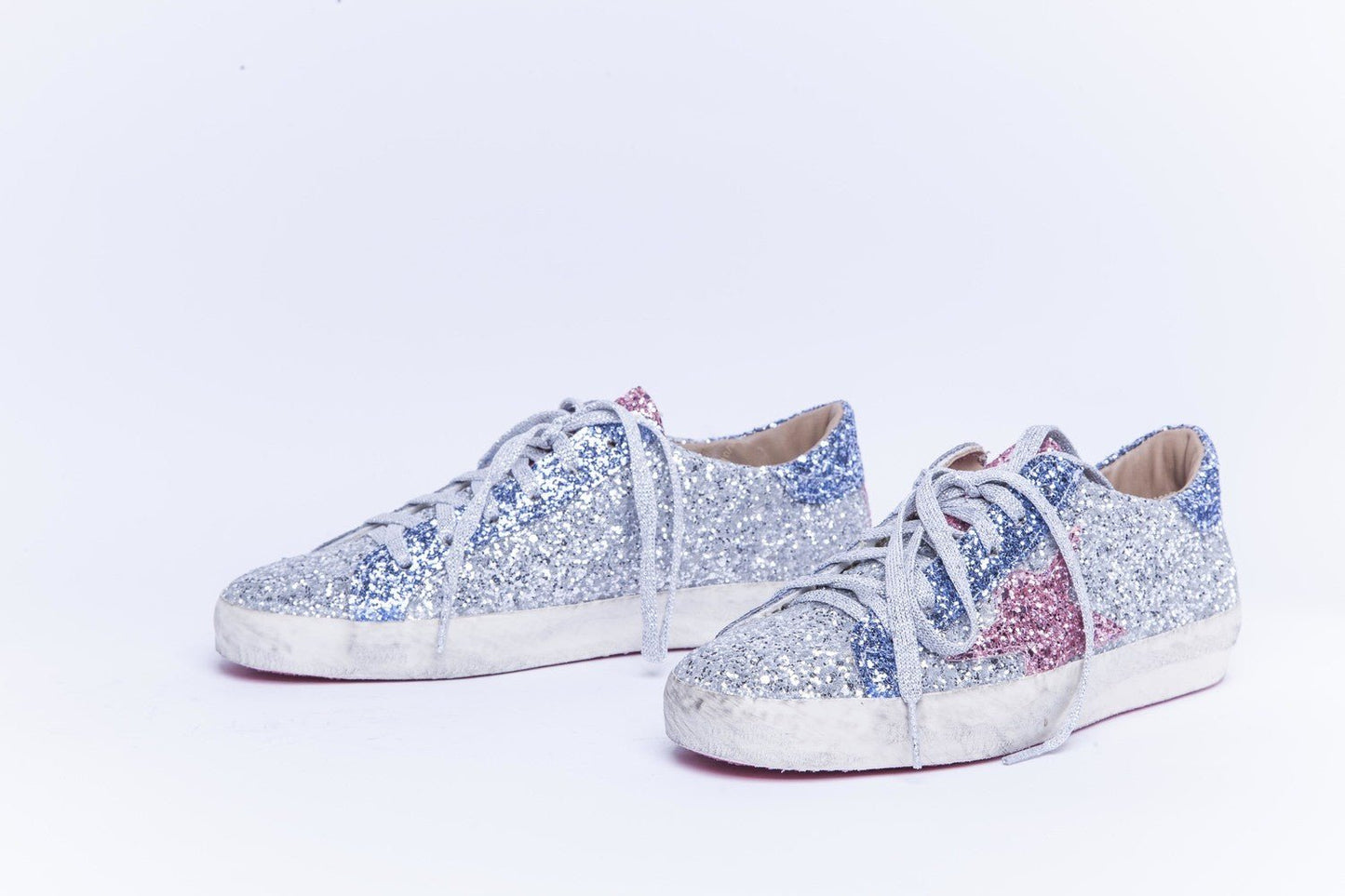 Sneaker in glitterone argento/rosa/turchese - TreemmeCreazioni