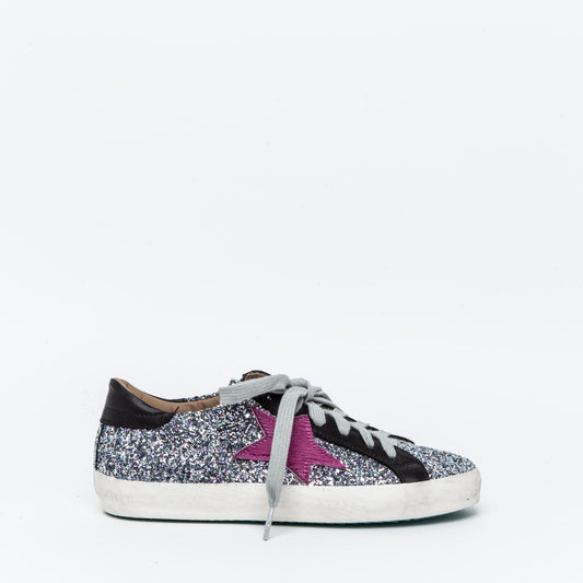 Sneakers in glitter multi nero e stella fuxia. - TreemmeCreazioni